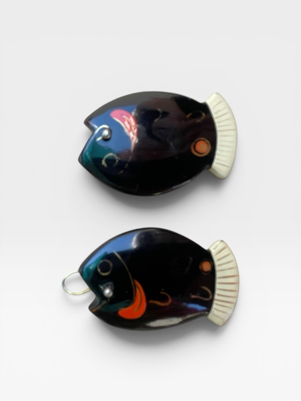 Vintage Handcrafted Wooden Fish Earrings - Picture 2 of 6